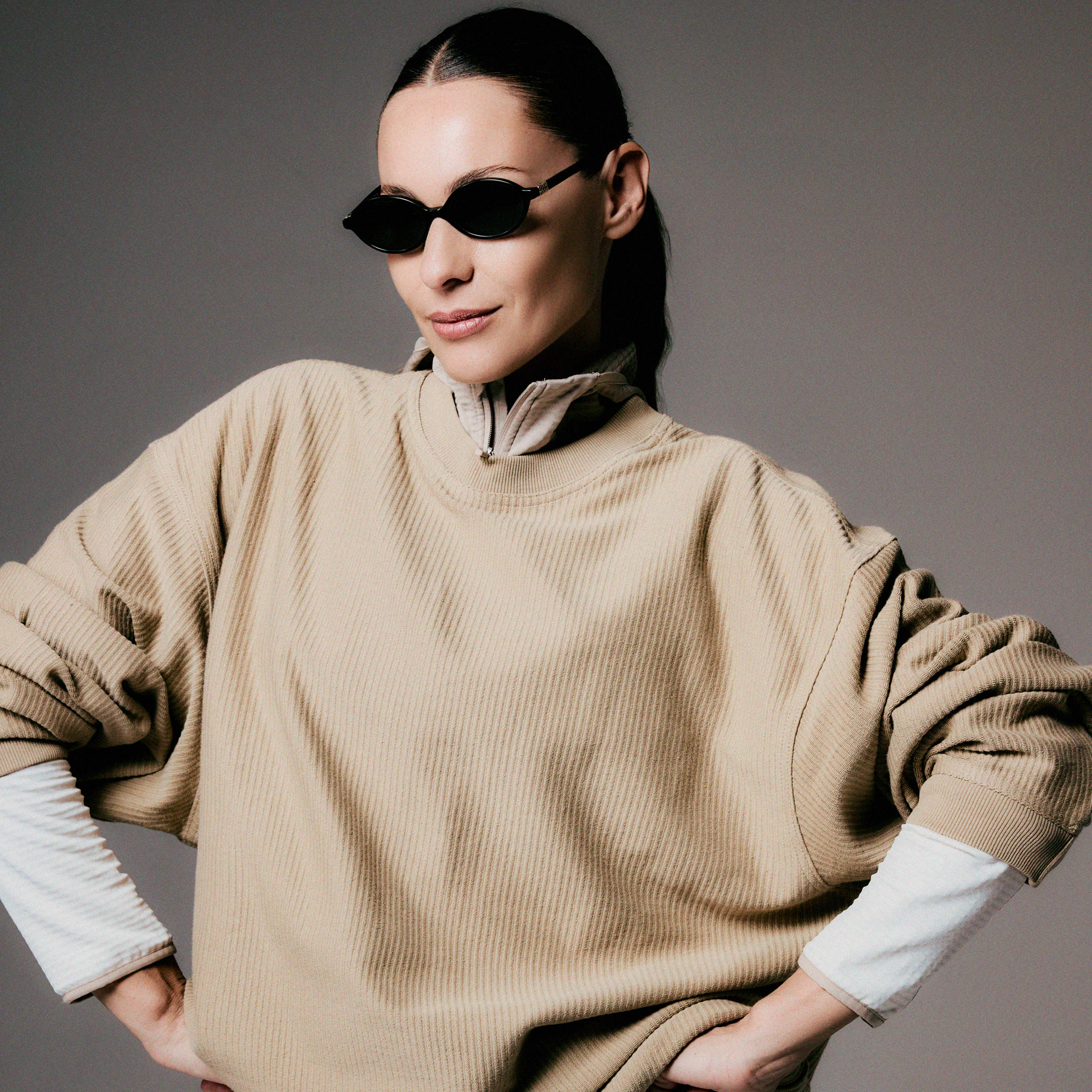 Waffle crew neck